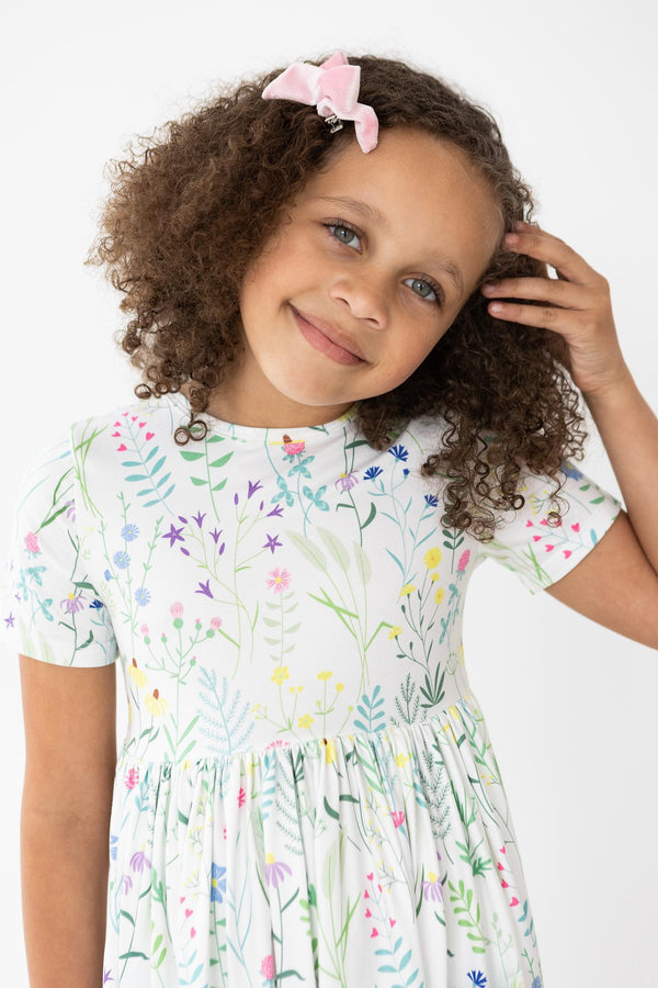 spring-dandelion-floral-s-s-pocket-twirl-dress Mila &  Rose - Sophia's Style-Spring Dandelion Floral S/S Pocket Twirl Dress-6-12M--1